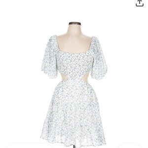 Juniper Blue Floral Puff Sleeve Dress